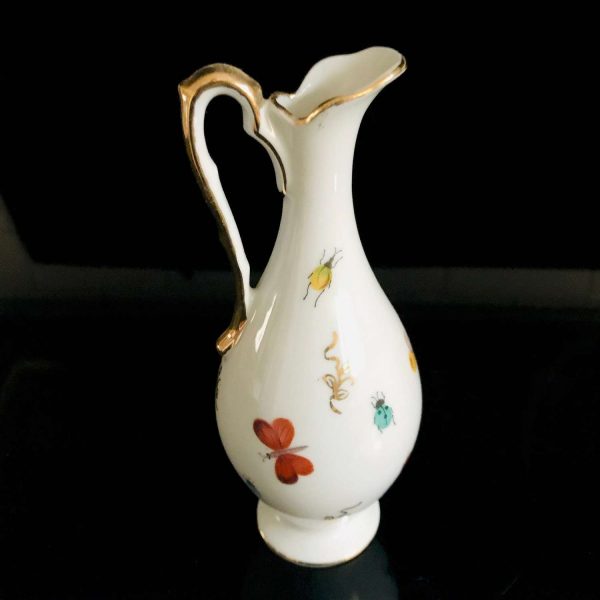 Vintage Ewer Ardalt Japan Bugs and Butterflies lady bugs red blue pink yellow green gold trim collectible display farmhouse cottage bedroom