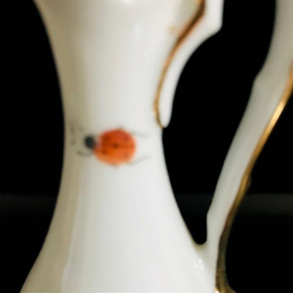 Vintage Ewer Ardalt Japan Bugs and Butterflies lady bugs red blue pink yellow green gold trim collectible display farmhouse cottage bedroom