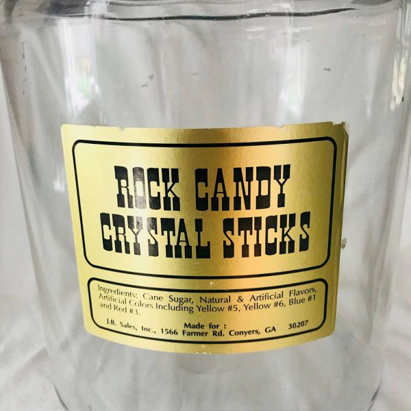 Vintage Extra Large Apothecary Candy Jar Rock Candy Original Label collectible kitchen display farmhouse cottage