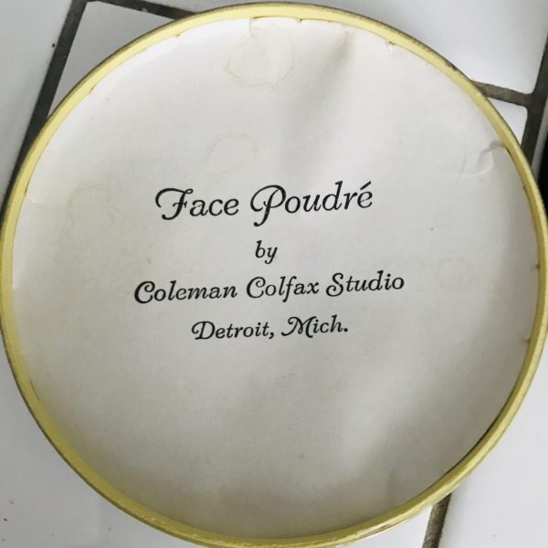 Vintage Face Powder by Coleman Colfax Studio Detroit, MI 1930's celluloid pearlized vanity dresser jar collectible farmhouse display