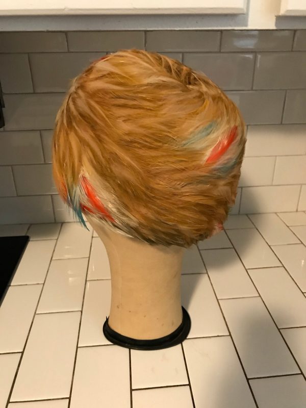 Vintage Feather Hat 1940's Union made in USA theater movie prop collectible display multi-colored