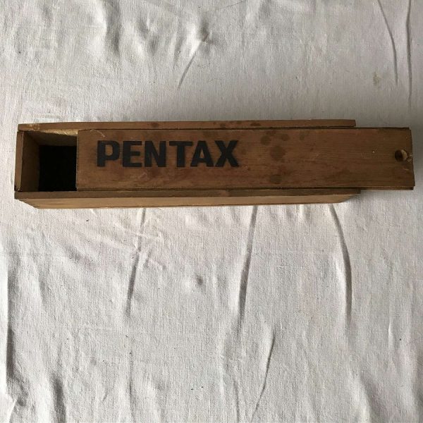 Vintage Finger joint Wooden Box Pentax Scope box with slide lid Storage Display Collectible Farmhouse
