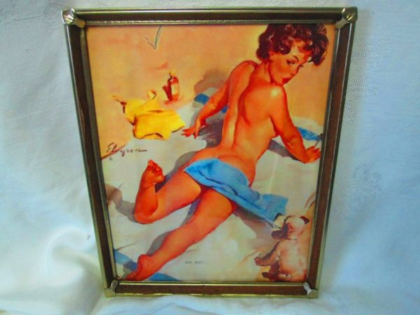Vintage framed pin up mid century good condition 8x10 frame