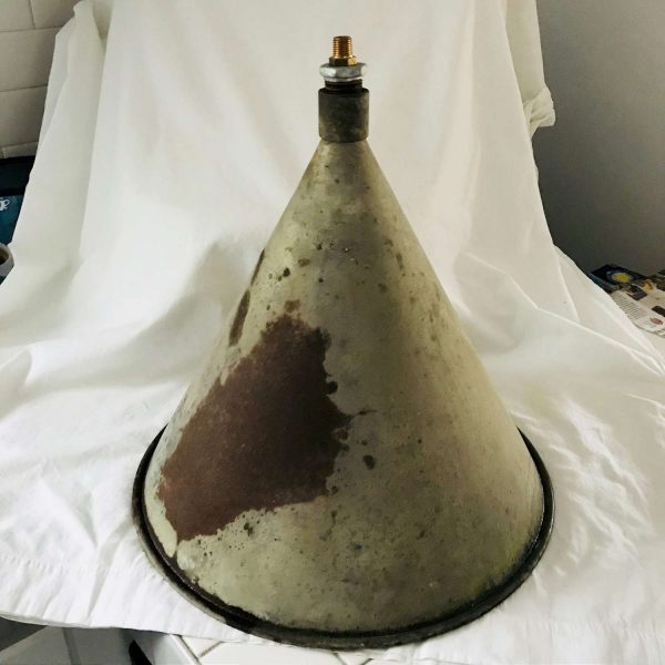 Vintage Gigantic funnel or farmhouse barn light fixture added threaded pieces for light fixture Rustic Display Collectible Inudstrial decor