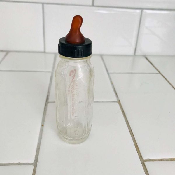 Vintage Glass Doll Bottle Evenflo with rubber nipple "Best for Baby" bakelite lid