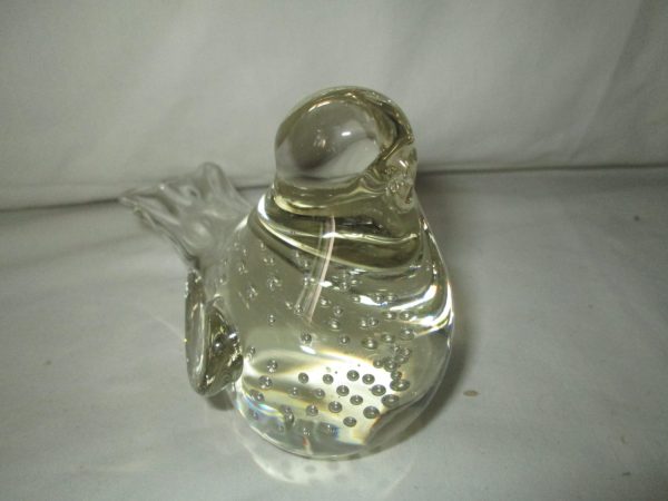 Vintage Glass Paperweight Bird with Bubbles inside