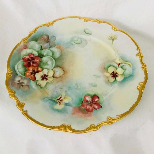 Vintage hand painted Cake Cookie Serving Tray Plate Bavaria Gordie Stripling Signed HUTSCHENREUTHER SELB Germany Cottage farmhouse display