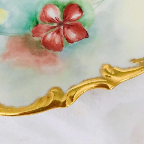 Vintage hand painted Cake Cookie Serving Tray Plate Bavaria Gordie Stripling Signed HUTSCHENREUTHER SELB Germany Cottage farmhouse display