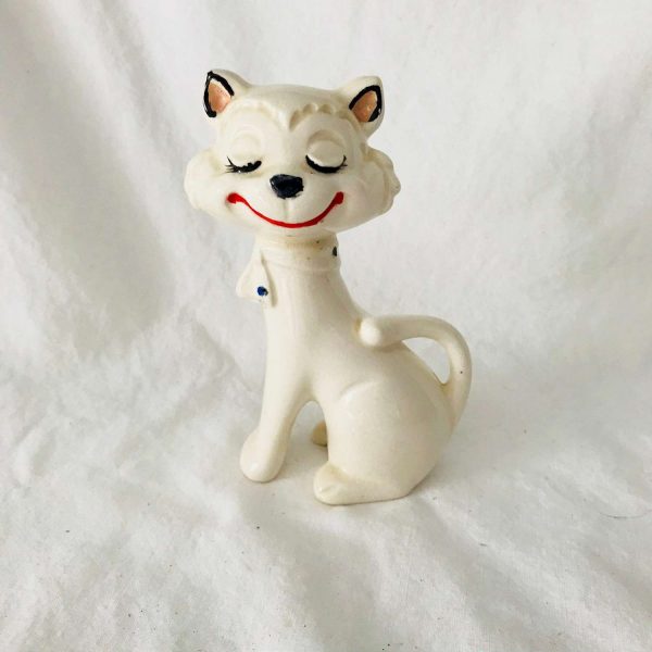 Vintage Happy Kitten Cat Smiling Figurines Fine Bone China Quality cottage display farmhouse shabby chic collectible home decor