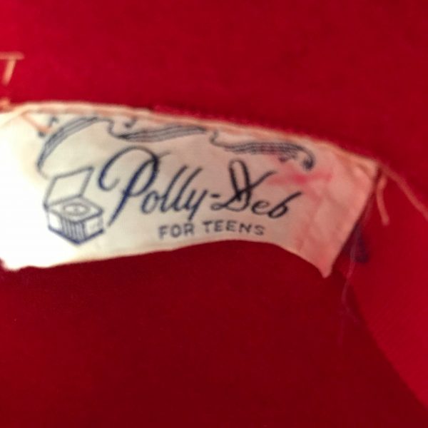 Vintage Hat 100% wool Red Cloche hat gross grain ribbon back Bow front Polly-Deb for TEENS theater movie prop costume special event