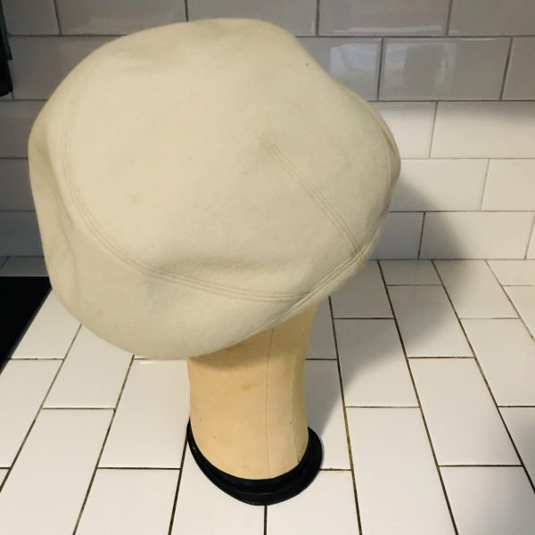 Vintage Hat Beige Tam style wool Alfreda Paris New York theater movie prop special event collectible