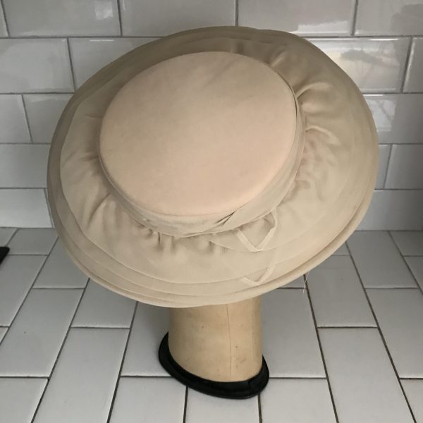Vintage Hat Light beige/ecru Southern Belle style layered sheer fabric Facinator top cover theater movie prop costume special event