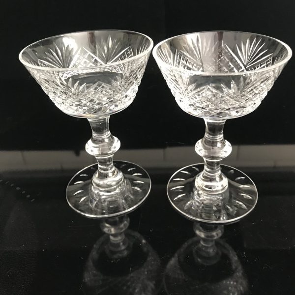 Vintage Hawks Crystal Stemware Pare Shallow Champagne glasses bridal wedding collectible display