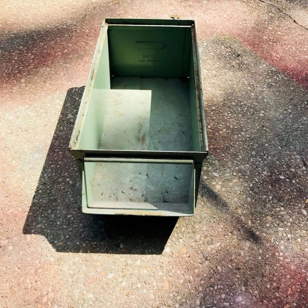Vintage Heavy Duty Metal Stacking Storage bin garage tools barn shed farmhouse display collectible Aurora, Ill with handle open front