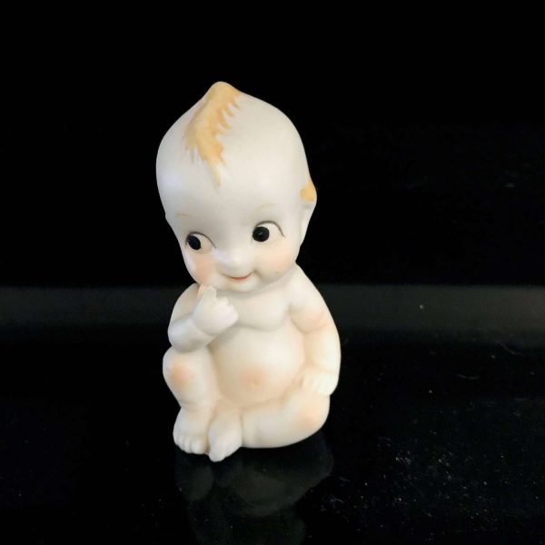 Vintage Kewpie bisque Japan mid century matte finish smiling face blue wings farmhouse collectible bed and breakfast figurine