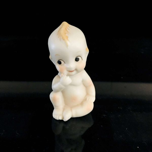 Vintage Kewpie bisque Japan mid century matte finish smiling face blue wings farmhouse collectible bed and breakfast figurine