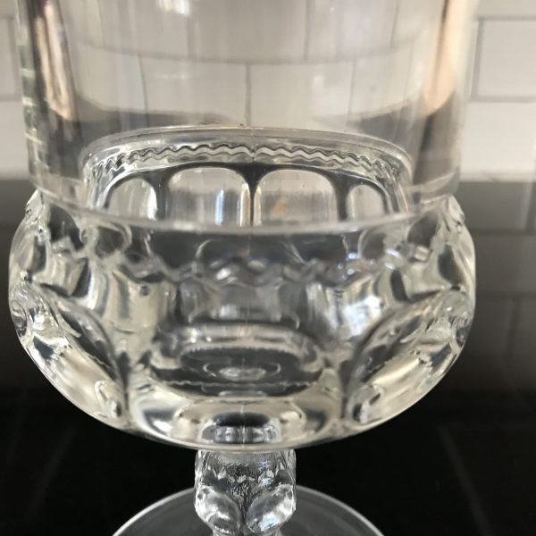 Vintage Kings Crown stemware water wine goblet Fostoria 3 part mold farmhouse collectible display retro kitchen display glass