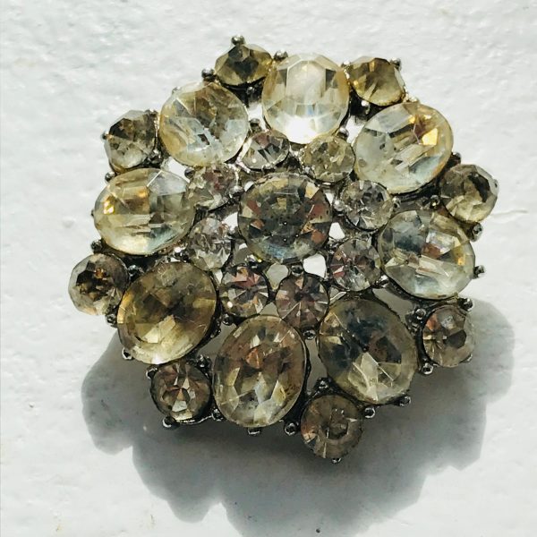 Vintage Large Rhinestone Brooch 1940's Collectible Jewelry Faceted stones individually set