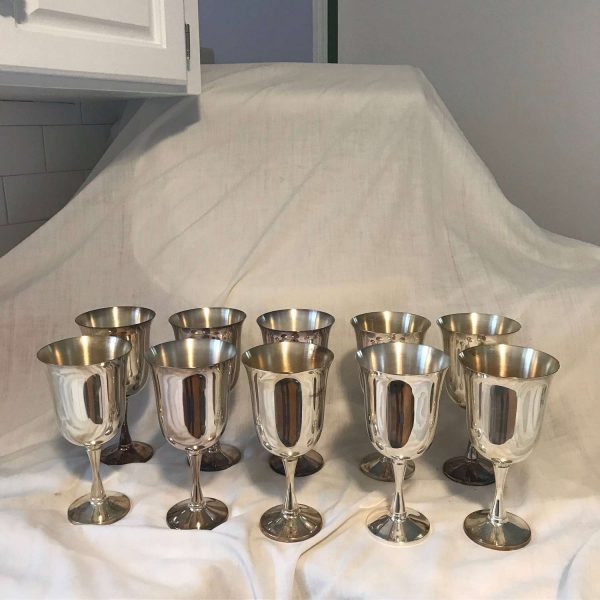 Vintage Lot of 10 Silverplate Stemware Goblets Christmas Holiday Dining Serving Barware Wine Water Salem Silversmiths USA