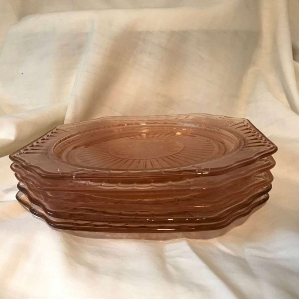 Vintage luncheon plates 5 Mayfair Open Rose 8.5" pink depression glass farmhouse collectible RARE find display 1930-34 Set of 5