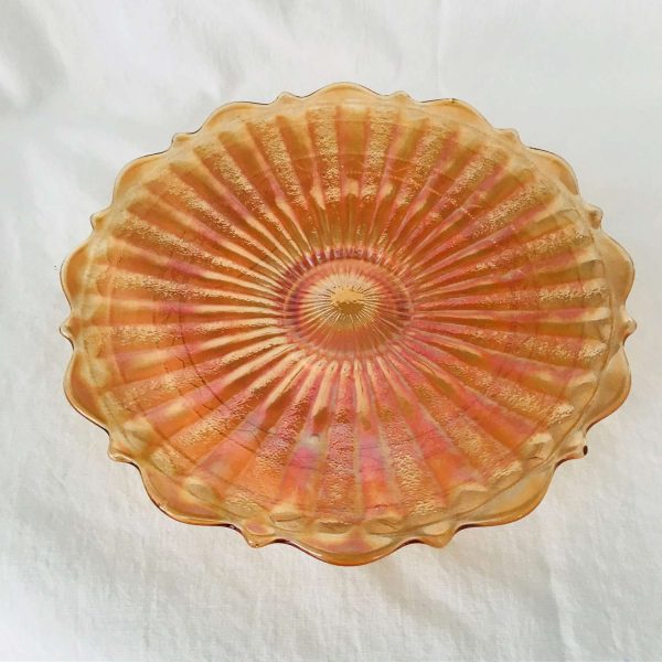 Vintage Marigold Carnival Fenton Plate tray tortes cookies serving dining ruffled rim collectible display glass farmhouse cottage