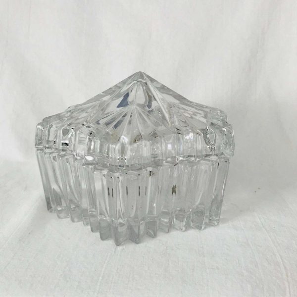 Vintage Mikasa crystal trinket box dish with lid original label still inside jewelry trinkets candy collectible display elegant cut crystal