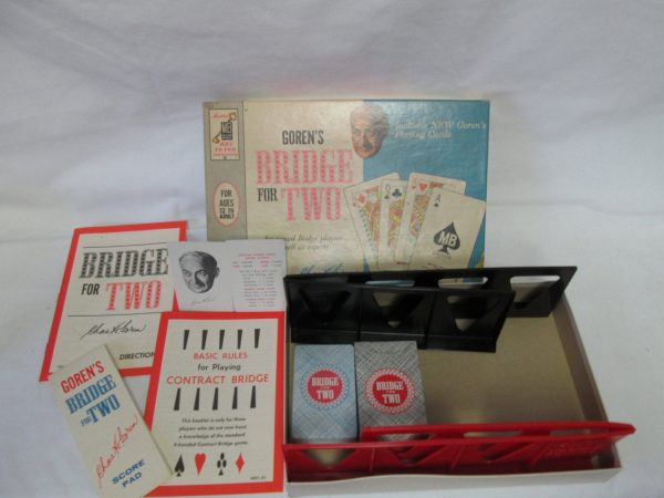 Vintage Milton Bradley Goren's Bridge for two 1964 Game instructions score sheet card holders Card deck like new