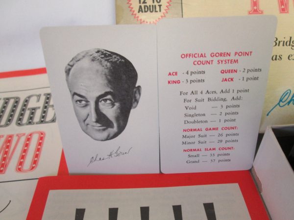 Vintage Milton Bradley Goren's Bridge for two 1964 Game instructions score sheet card holders Card deck like new