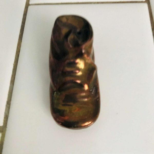Vintage miniature bronze look baby shoe collectible porcelain