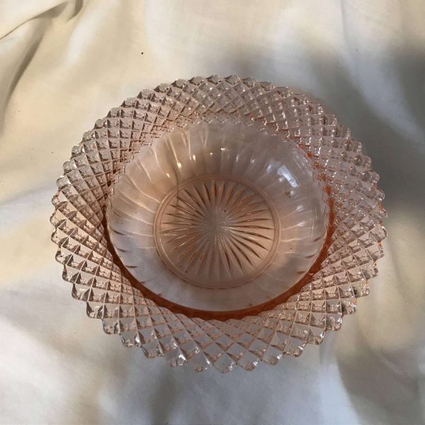 Vintage Miss America Cereal Bowl Pink Depression glass farmhouse collectible display cottage shabby chic 1933-36