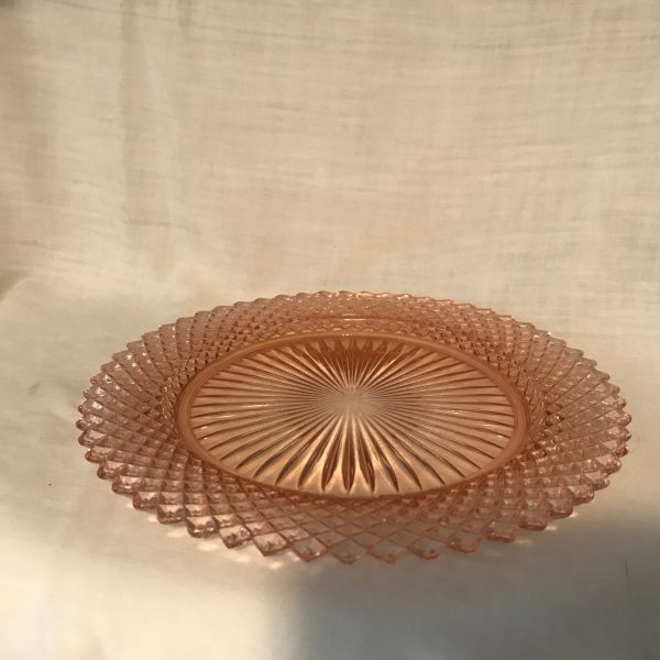 Vintage Miss America Salad plate Pink Depression glass farmhouse collectible display cottage shabby chic 1933-36
