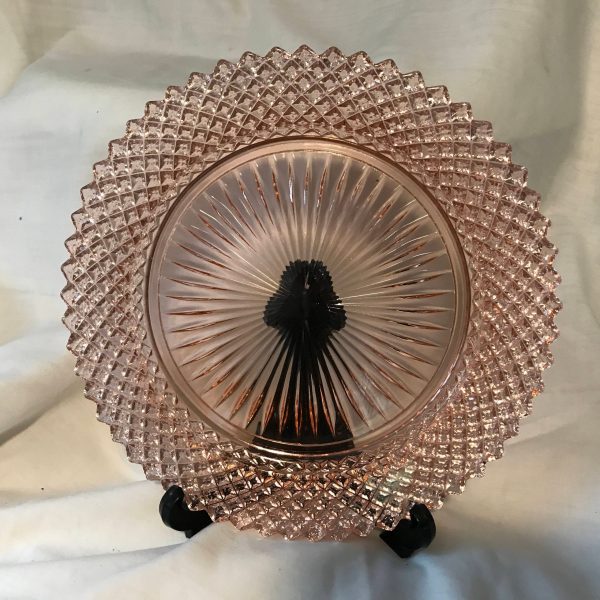 Vintage Miss America Salad plate Pink Depression glass farmhouse collectible display cottage shabby chic 1933-36
