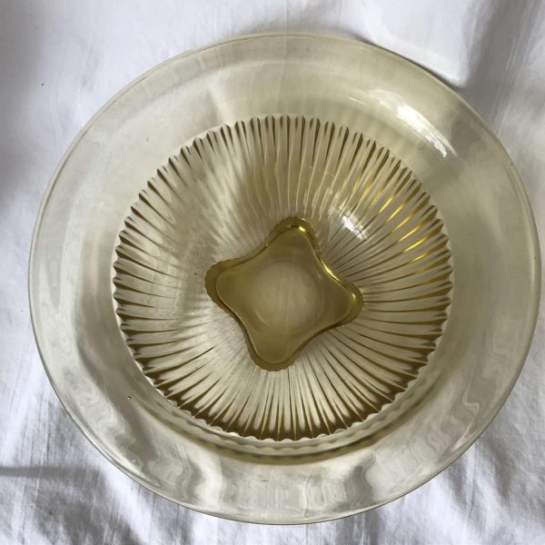 Vintage Mixing Bowls Golden Yellow Ribbed depression glass wide rim farmhouse collectible display retro kitchen china cabinet