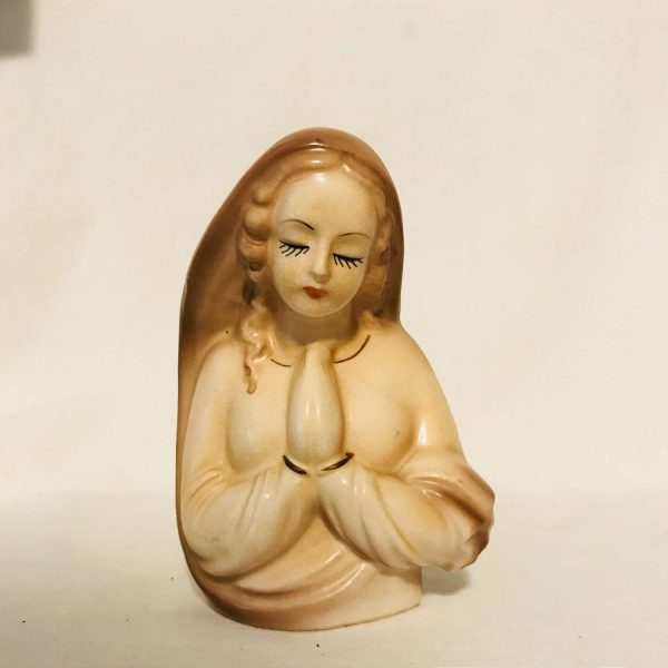 Vintage Mother Mary Madonna bud vase planter trinket dish home decor figurine collectible display religious spirituality christian catholic
