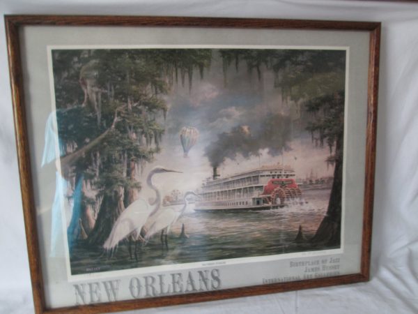 Vintage New Orleans Pencil signed James Hussy Poster The Birthplace of Jazz 258/2500 Southern Jubilee Egrets World's Fair Delta Queen