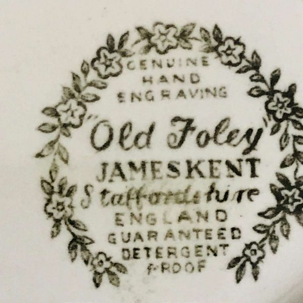 Vintage Old Foley James Kent Storage Jar Canister kitchen dining Staffordshire England Genuine hand Engraving Green & ivory farmhouse horse