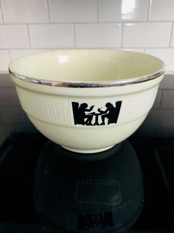 Vintage Old Hall's China Tavern Silhouette One Quart Mixing Bowl farmhouse collectible display baking serving kitchen cottage pottery