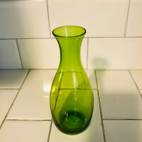 Vintage Olive Green Blown glass Vase delicate and dainty collectible display farmhouse bed and breakfast flower vase bud vase