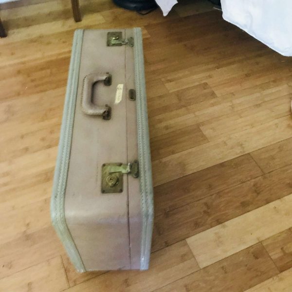 Vintage Oshkosh Suitcase Brass latches Luggage Storage Travel bag hard side luggage farmhouse cottage display home decor