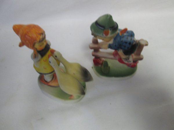 Vintage pair of Hummel style figurines Plastic made in Hong Kong 1950's