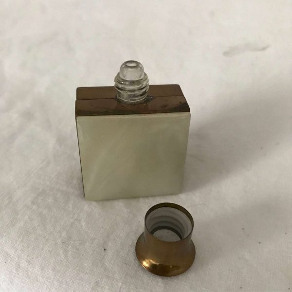 Vintage Perfume Bottle Mother of Pearl and brass purse handbag accessory vanity collectible display