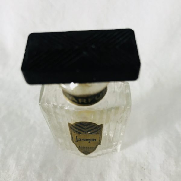 Vintage Perfume Parfum Bottle glass Jasmine bottle with cork lid  vanity collectible display bathroom ribbed glass cork top