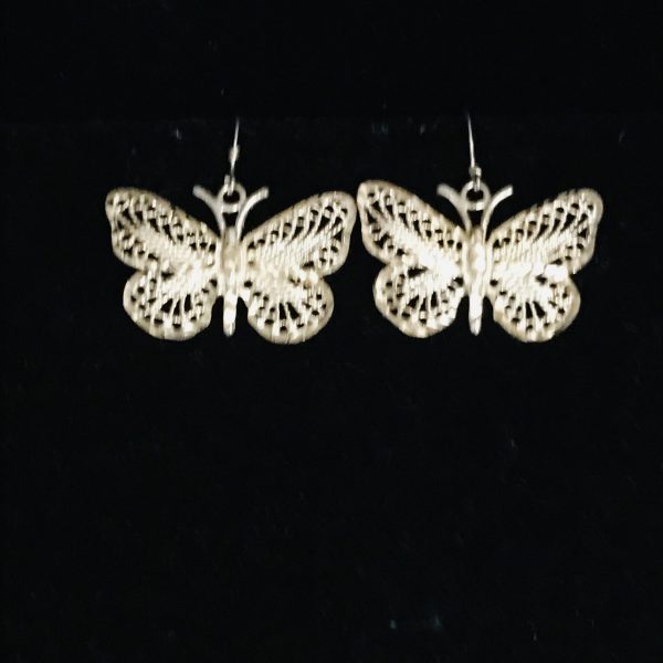 Vintage Pierced dangle Earrings Sterling Silver Filigree Butterflies Fine jewelry collectible earrings special event 9.25 grams .925
