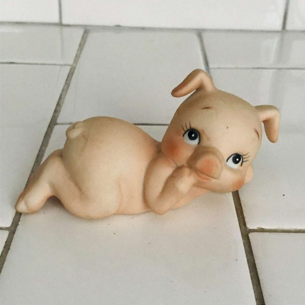 Vintage Pig Figurine Lefton Bisque detailed darling collectible display bed and breakfast farmhouse cottage