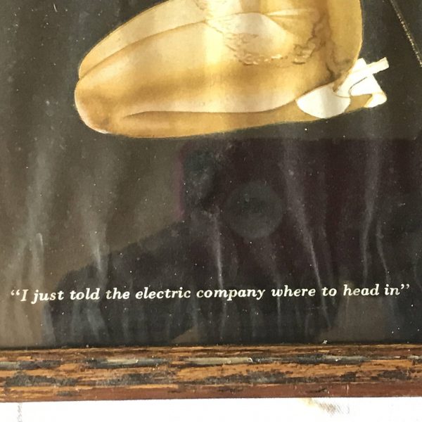 Vintage Pin Up poster Photo print framed "I told the electric company where to head in" by George Petty