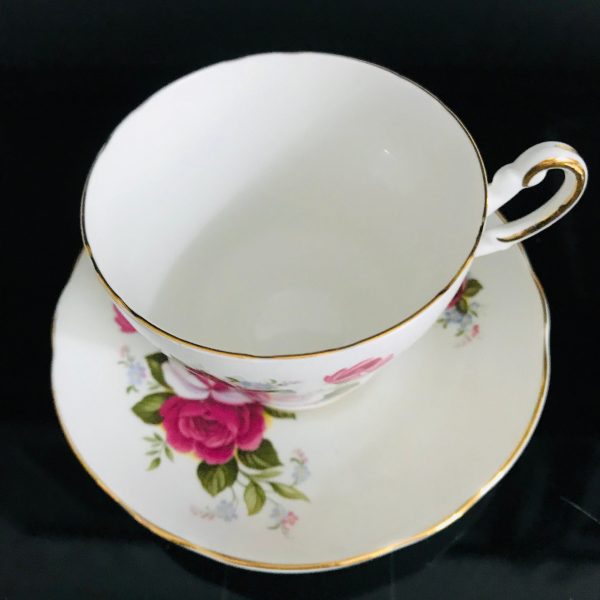 Vintage Regency Tea cup and saucer England Fine bone china Pink & yellow Roses gold trim farmhouse collectible display cottage shabby chic