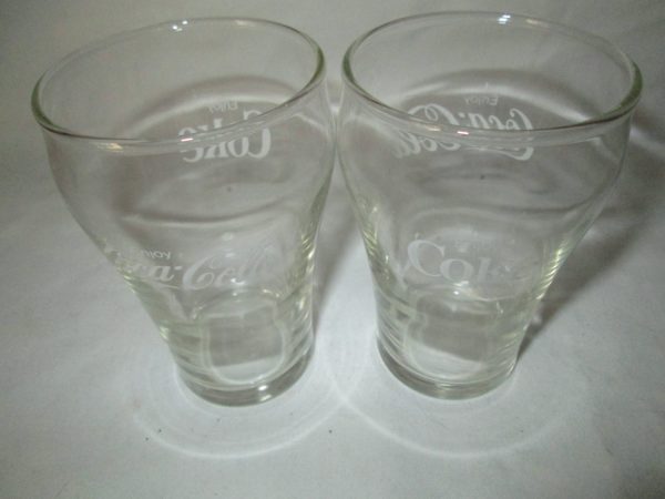 Vintage Restaurant Style Coke Coca-Cola Clear Juice Glasses Great shape and Condition