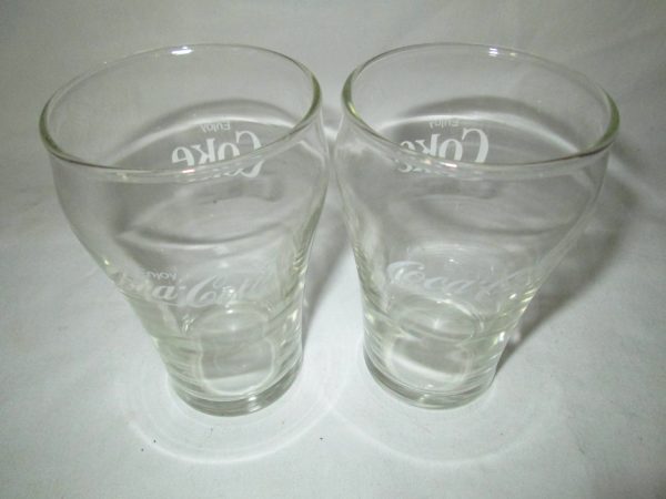 Vintage Restaurant Style Coke Coca-Cola Clear Juice Glasses Great shape and Condition