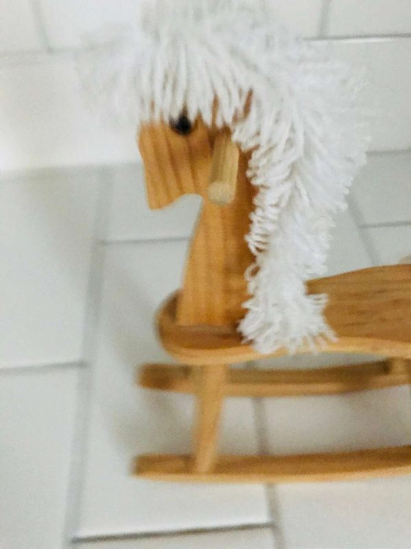 Vintage Rocking horse wooden doll bear furniture collectible display farmhouse cottage cabin lodge ranch toy