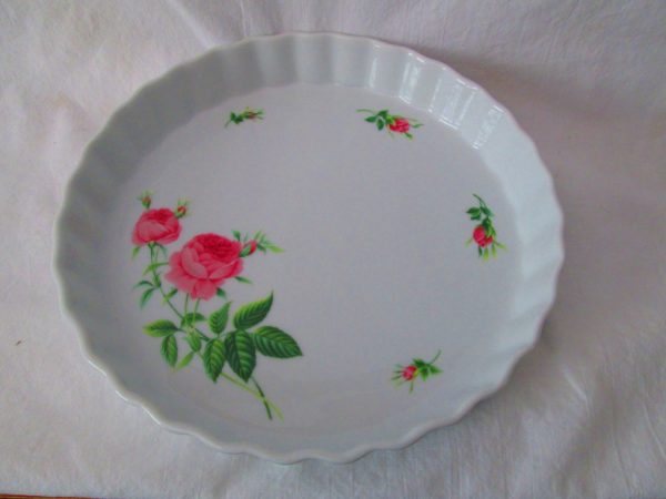 Vintage Rose Quiche Plate Ramekin Porcelain Bakeware Christineholm